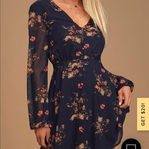 NWT Lulus Always Yours Long Sleeve Skater Dress